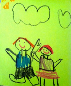 C.J.'s birthday present to his brother was this picture of the two of them.  C.J. is the one in the skirt.